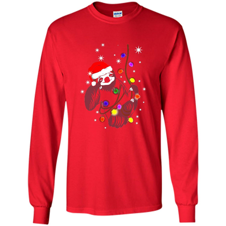 Cute Christmas Choloepus Sloth Santa Led Light Mug - Long Sleeve T-Shirt
