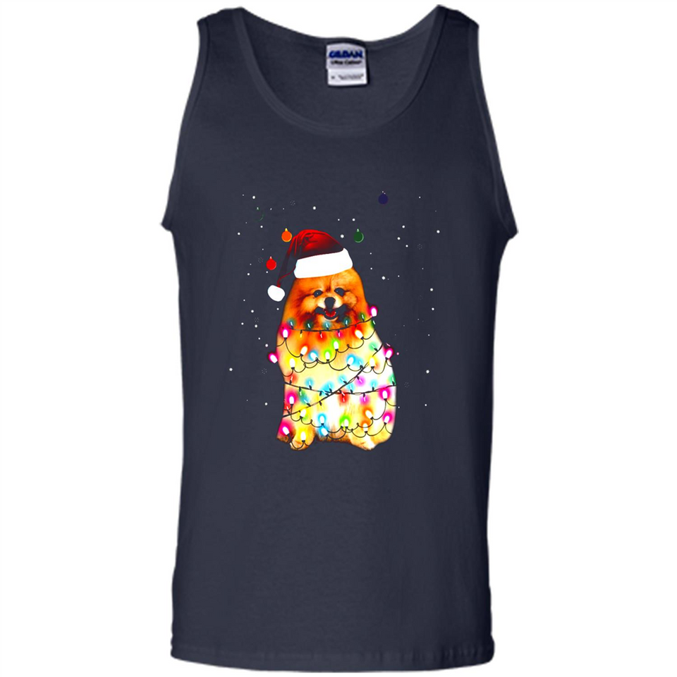 Pomeranian Santa Lights Christmas Dog Xmas Sweatshirt - Tank Top