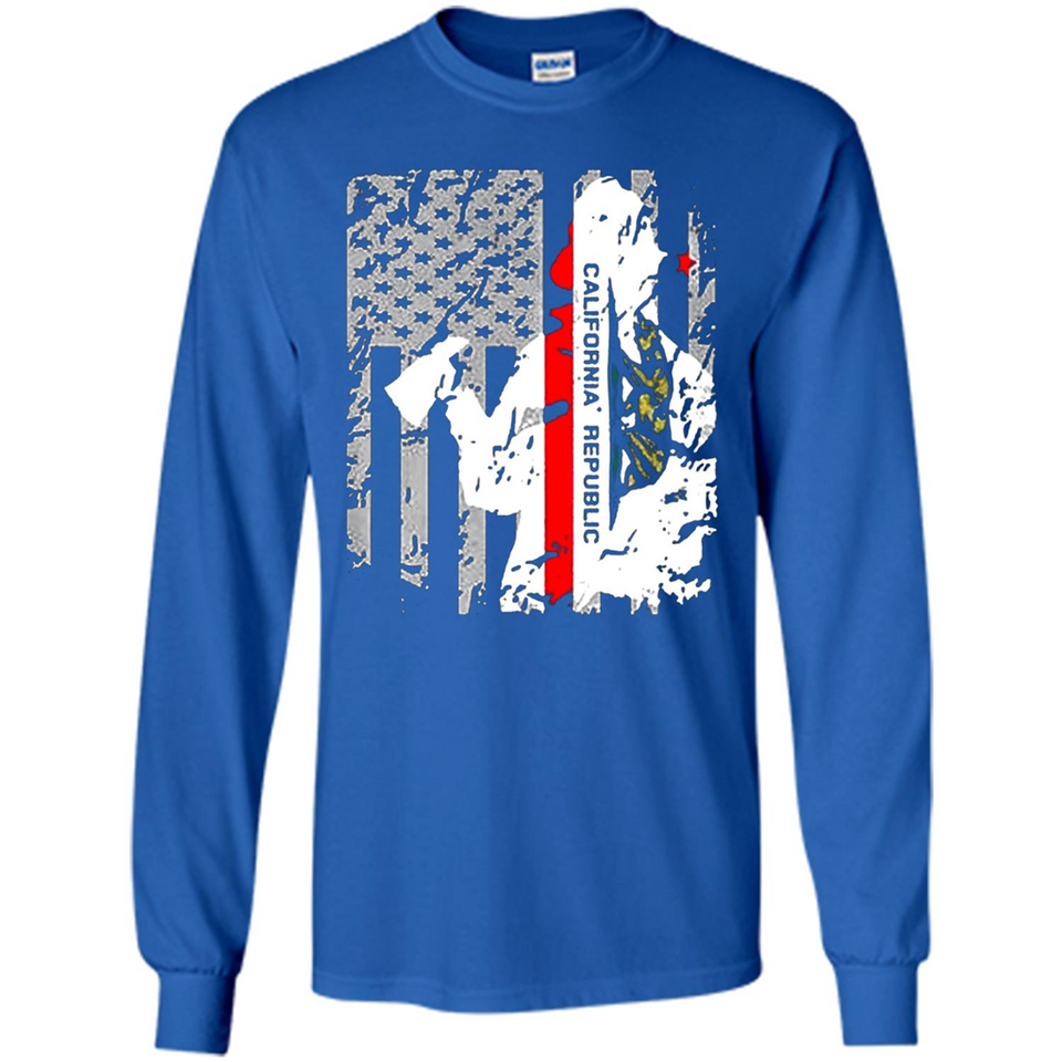 Paradise California Firefighter Thin Red Line Funds Youth T-Shirt PINGPONG - Long Sleeve T-Shirt