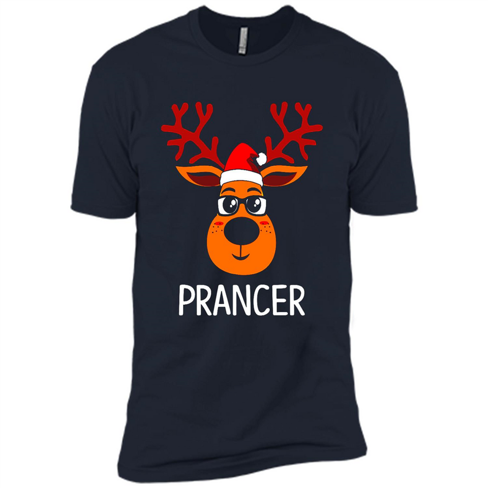 Prancer Reindeer Santa Claus Funny Xmas Holiday T-Shirt - Premium Short Sleeve T-Shirt