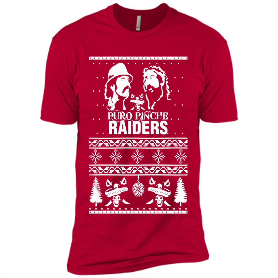 Puro Pinche Raiders Ugly Christmas Sweater - Premium Short Sleeve T-Shirt