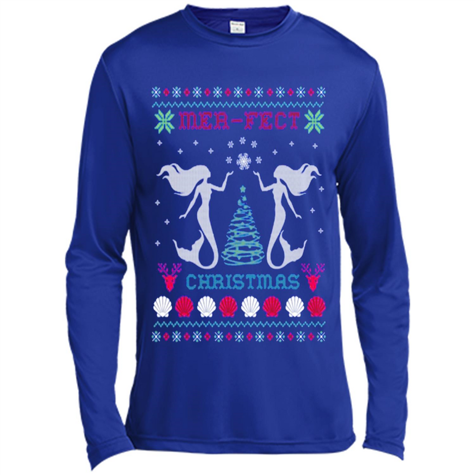 Mermaid Mer-Fect Ugly Christmas Sweater - Canvas Long Sleeve T-Shirt