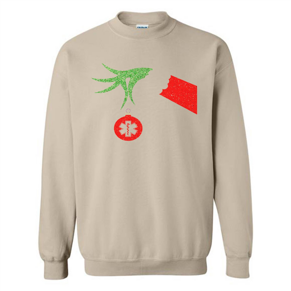 Funny Grinch Hand holding Doctor ornament Christmas Sporty T-Shirt - Sweatshirt