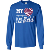 Washington State Cougars Football My Heart is on that Field - Long Sleeve T-Shirt