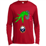 GRINCH HAND HOLDING BUFFALO SABRES GLITTER CHRISTMAS PINGPONG