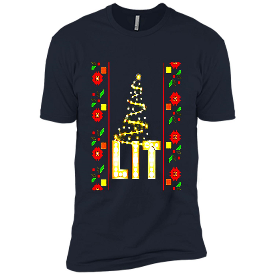 Funny Lets Get Lit Christmas Tree - Premium Short Sleeve T-Shirt