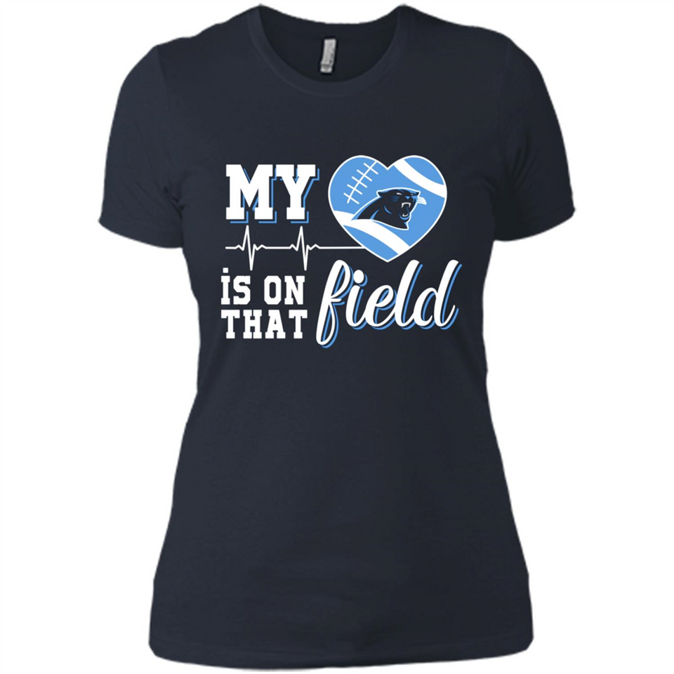 Carolina Panthers Football My Heart is on that Field - Ladies' Boyfriend T-Shirt