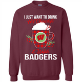 I Just Want To Drink Hot Chocolate & Watch Wisconsin Badgers Ugly Christmas Sweater PINGPONG