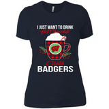 I Just Want To Drink Hot Chocolate & Watch Wisconsin Badgers Ugly Christmas Sweater PINGPONG