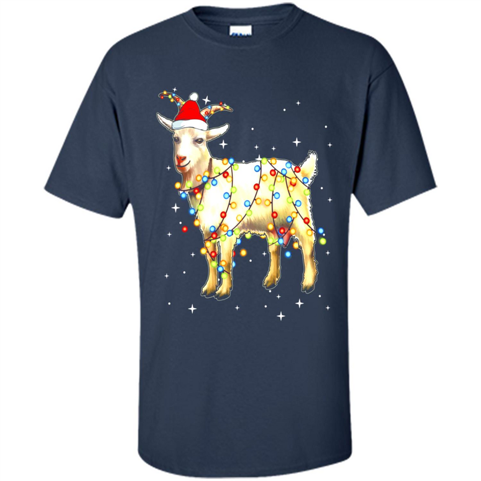 Christmas Lights Goat Wearing Santa Hat Funny Xmas - Shirt