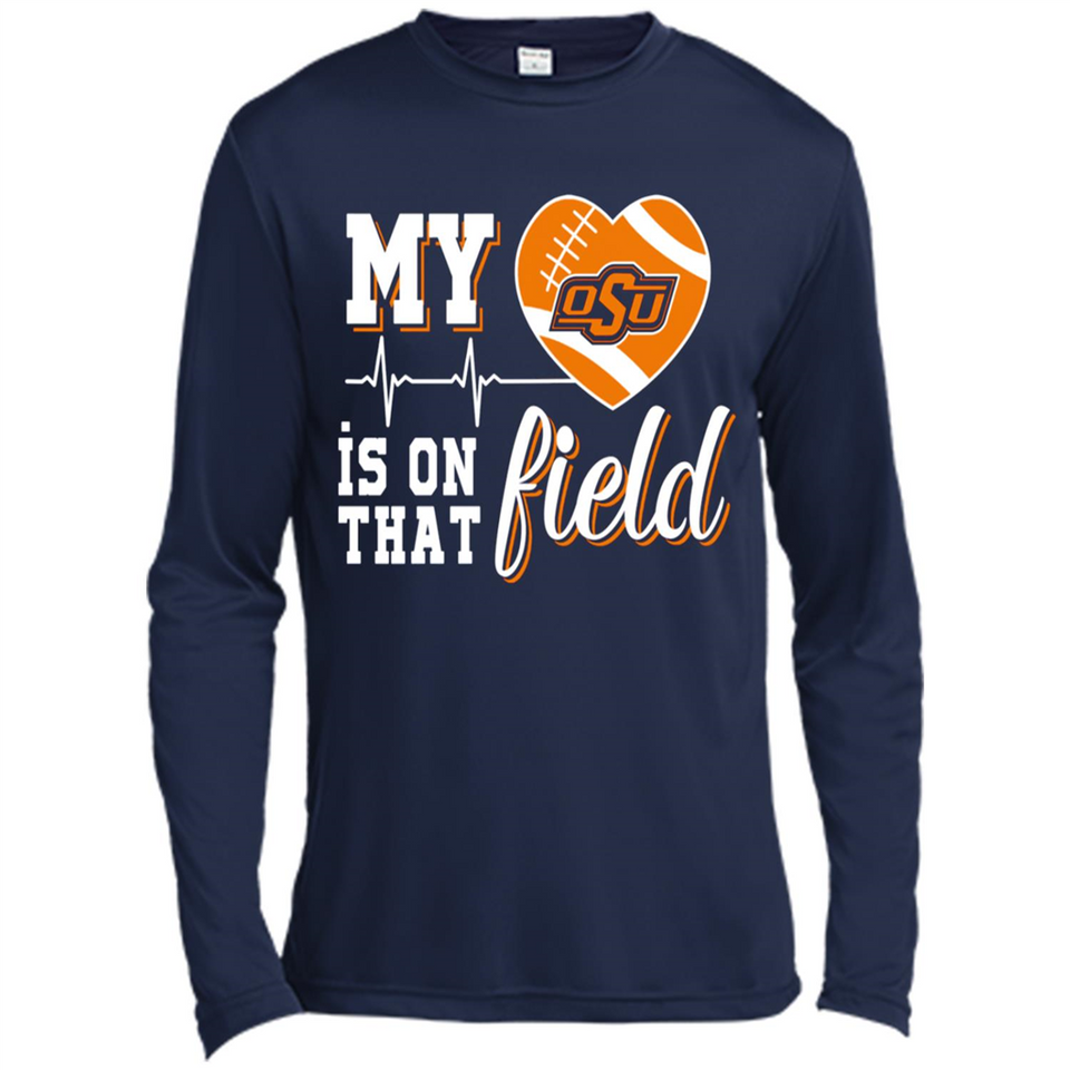 Oklahoma State Cowboys Football My Heart is on that Field - Canvas Long Sleeve T-Shirt
