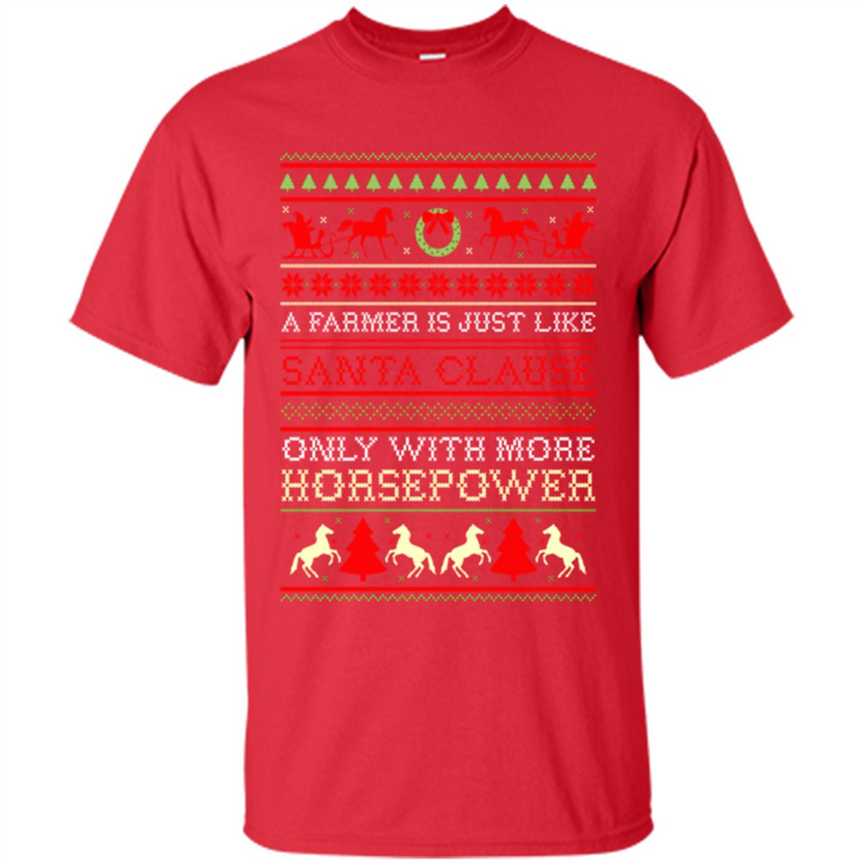 Funny Farmers Gift Ugly Santa Claus Horsepower - Shirt