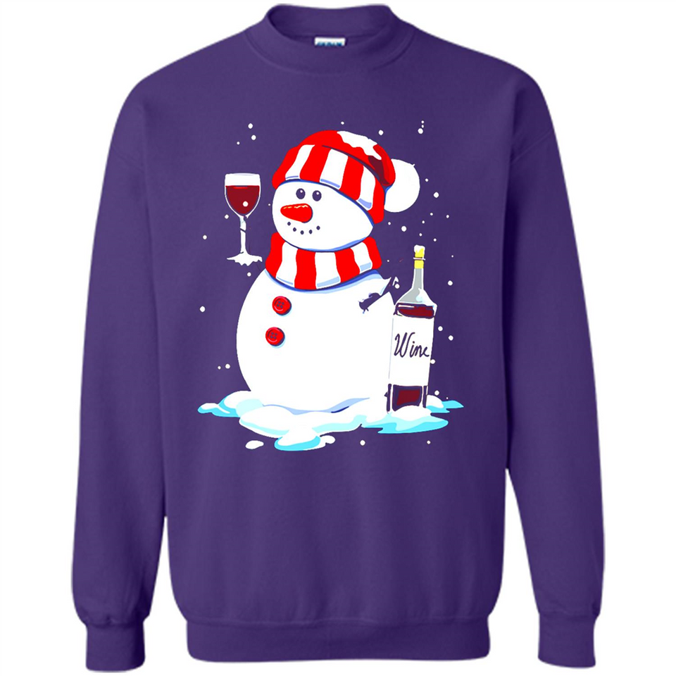 Cute Snowman drink Red Wine Christmas T-Shirt - Sweatshirt