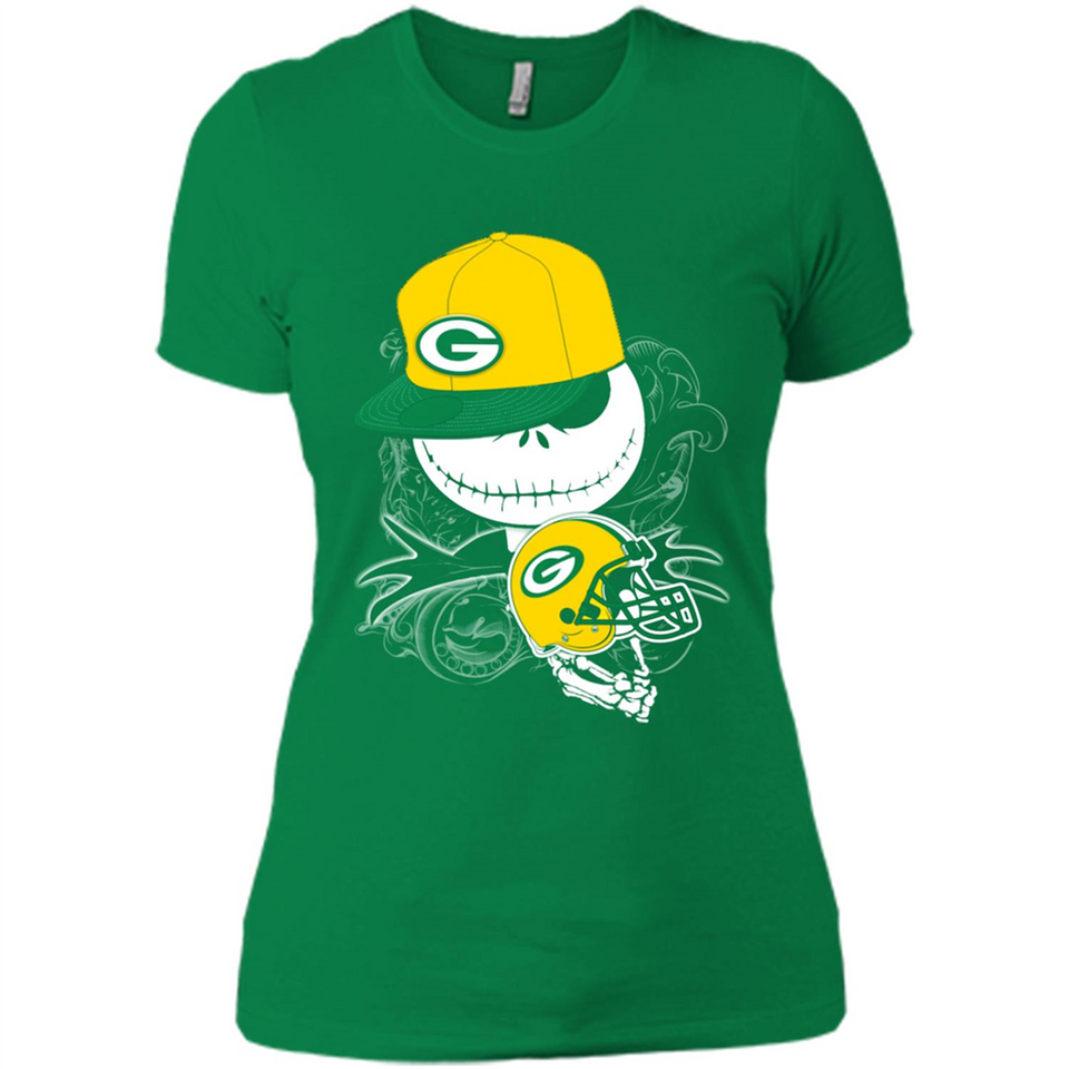 Jack Skellington The Nightmare Before Christmas-Packers Football - Ladies' Boyfriend T-Shirt
