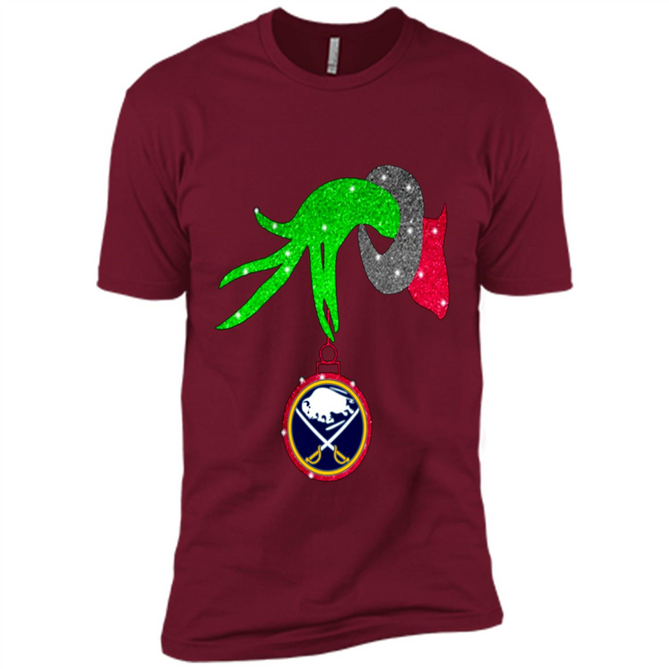 GRINCH HAND HOLDING BUFFALO SABRES GLITTER CHRISTMAS PINGPONG