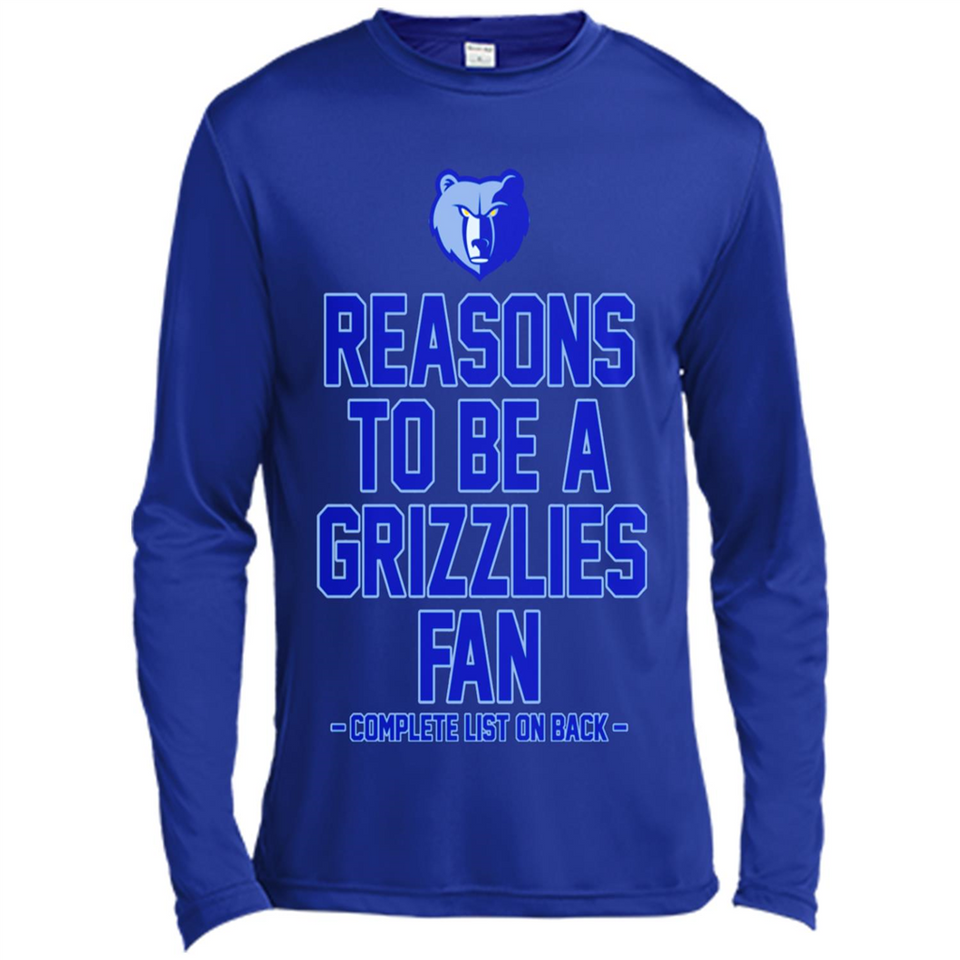 Reasons to be a Memphis Grizzlies Fan Complete List on Back - Canvas Long Sleeve T-Shirt