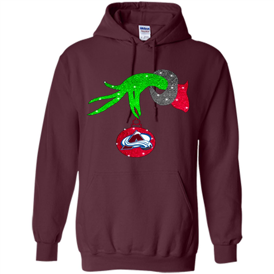 GRINCH HAND HOLDING COLORADO AVALANCHE GLITTER CHRISTMAS PINGPONG