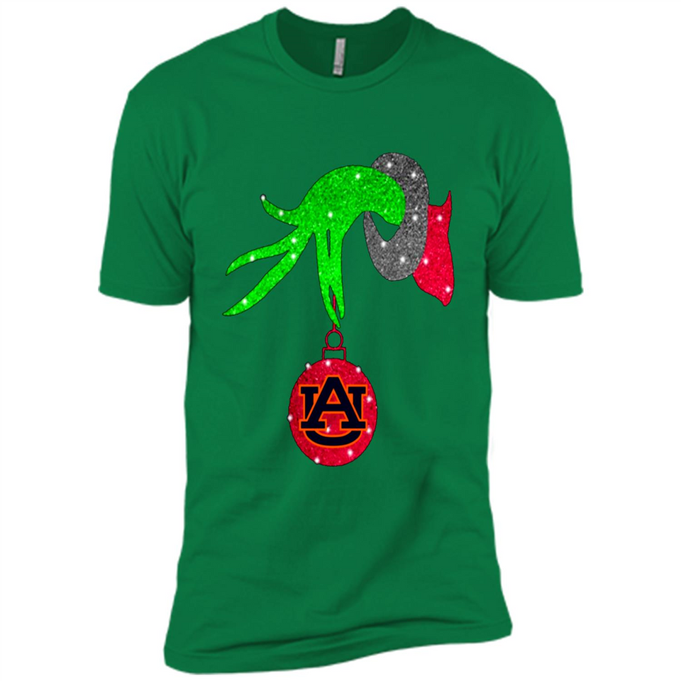 GRINCH HAND HOLDING AUBURN TIGERS GLITTER CHRISTMAS PINGPONG