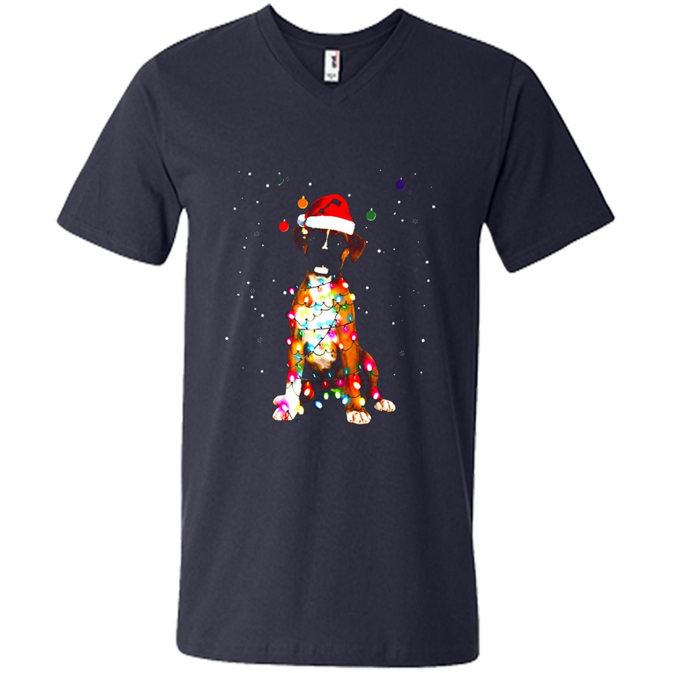 Christmas Lights Boxer Dog Funny Xmas Sweatshirt - Men's V-Neck