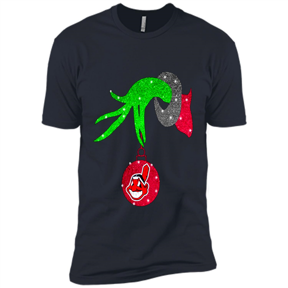 GRINCH HAND HOLDING CLEVELAND INDIANS GLITTER CHRISTMAS PINGPONG