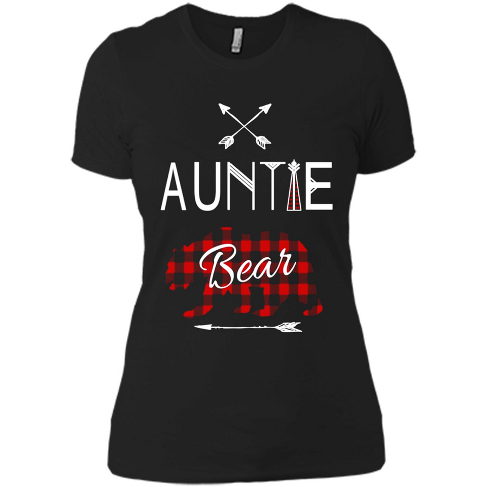Aunt Shirt Buffalo Plaid Family Camp Bear Tee - Ladies' Boyfriend T-Shirt