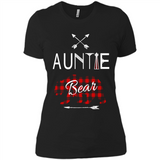 Aunt Shirt Buffalo Plaid Family Camp Bear Tee - Ladies' Boyfriend T-Shirt