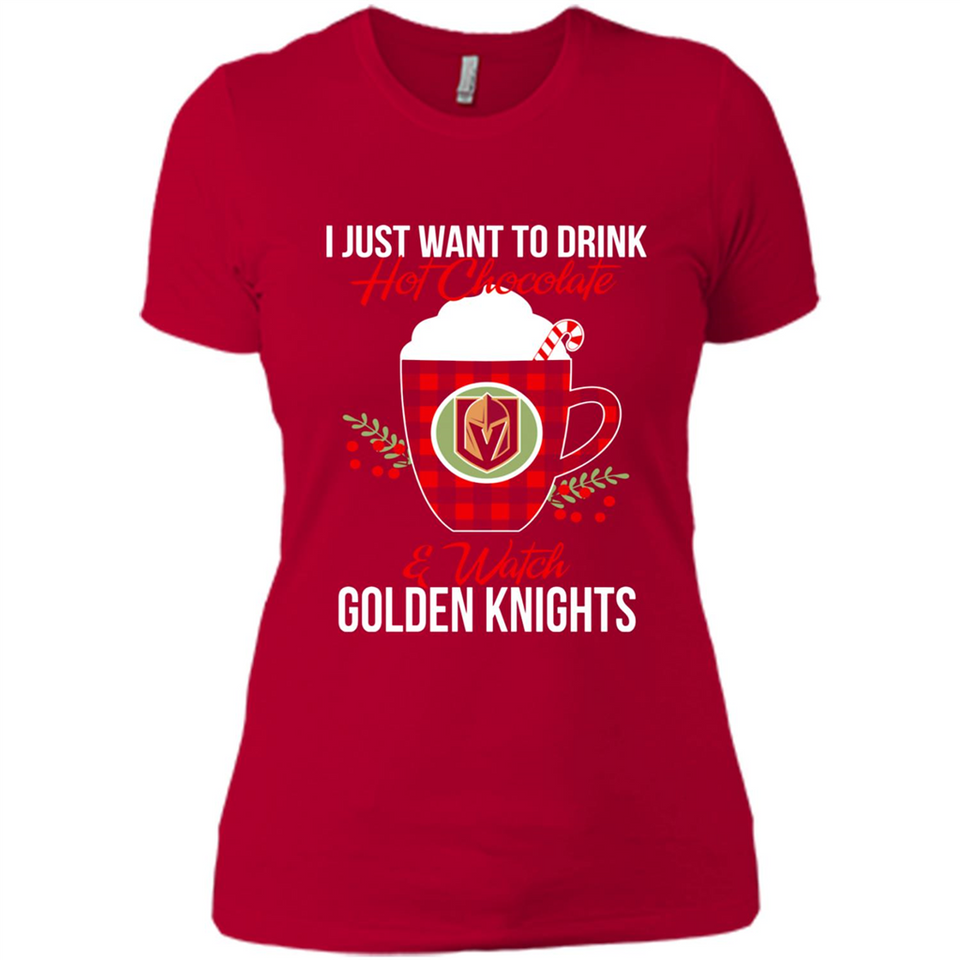 I Just Want To Drink Hot Chocolate & Watch Vegas Golden Knights Ugly Christmas Sweater PINGPONG