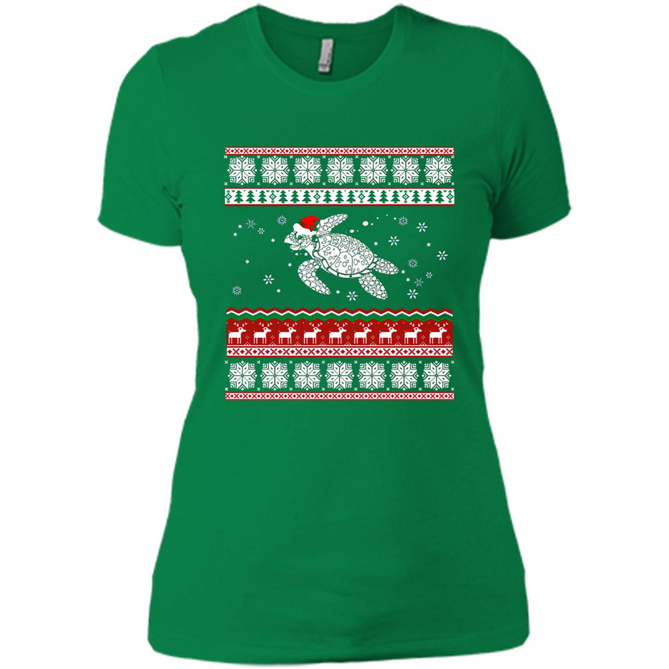 Sea Turtle Ugly Christmas T-Shirt - Ladies' Boyfriend T-Shirt