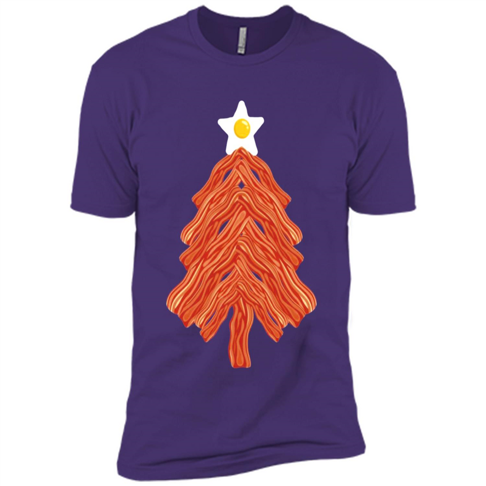 Bacon & Eggs Over Easy Fried Food Breakfast Xmas Tree Foodie - Premium Short Sleeve T-Shirt