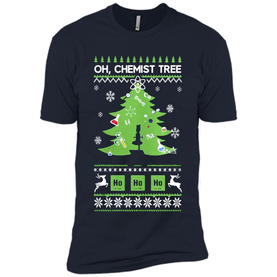 Oh Chemist Tree Ugly Christmas Sweater - Premium Short Sleeve T-Shirt