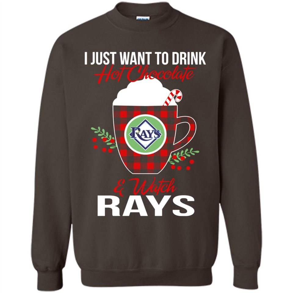 I Just Want To Drink Hot Chocolate & Watch Tampa Bay Rays Ugly Christmas Sweater PINGPONG