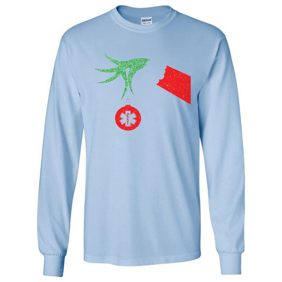 Funny Grinch Hand holding Doctor ornament Christmas Sporty T-Shirt - Long Sleeve T-Shirt