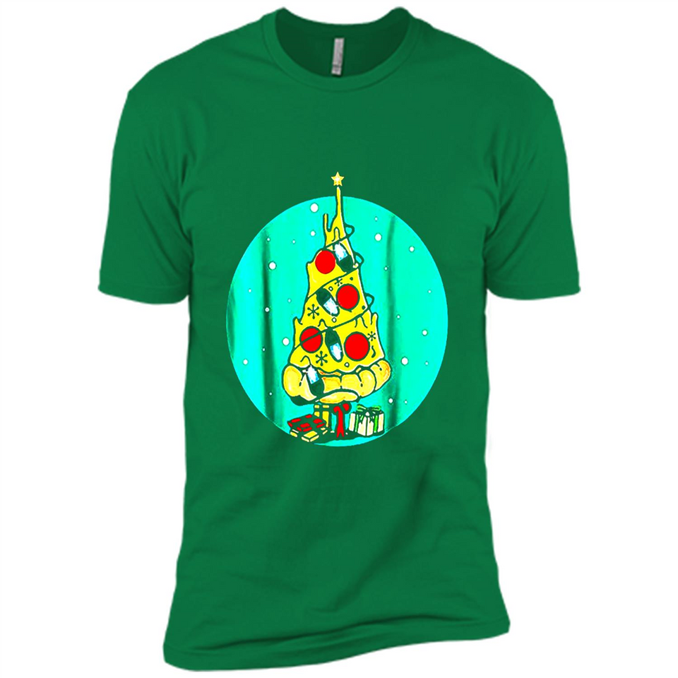 Funny Pizza Ugly Christmas Sweater Xmas Pizza Tree - Premium Short Sleeve T-Shirt