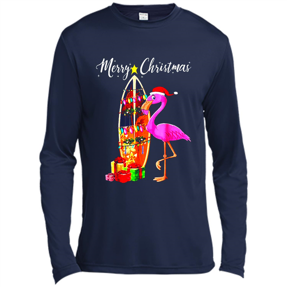 Flamingo Christmas Shirt, Merry Christmas Shirt , Flamingo - Canvas Long Sleeve T-Shirt