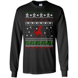Dinosaur and Santa Ugly Christmas Sweater - Long Sleeve T-Shirt