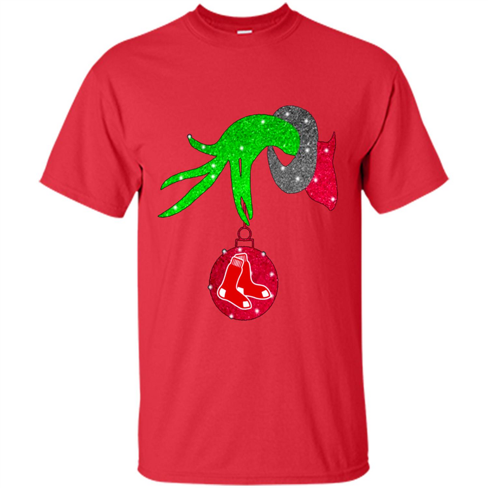 GRINCH HAND HOLDING BOSTON RED SOX GLITTER CHRISTMAS PINGPONG