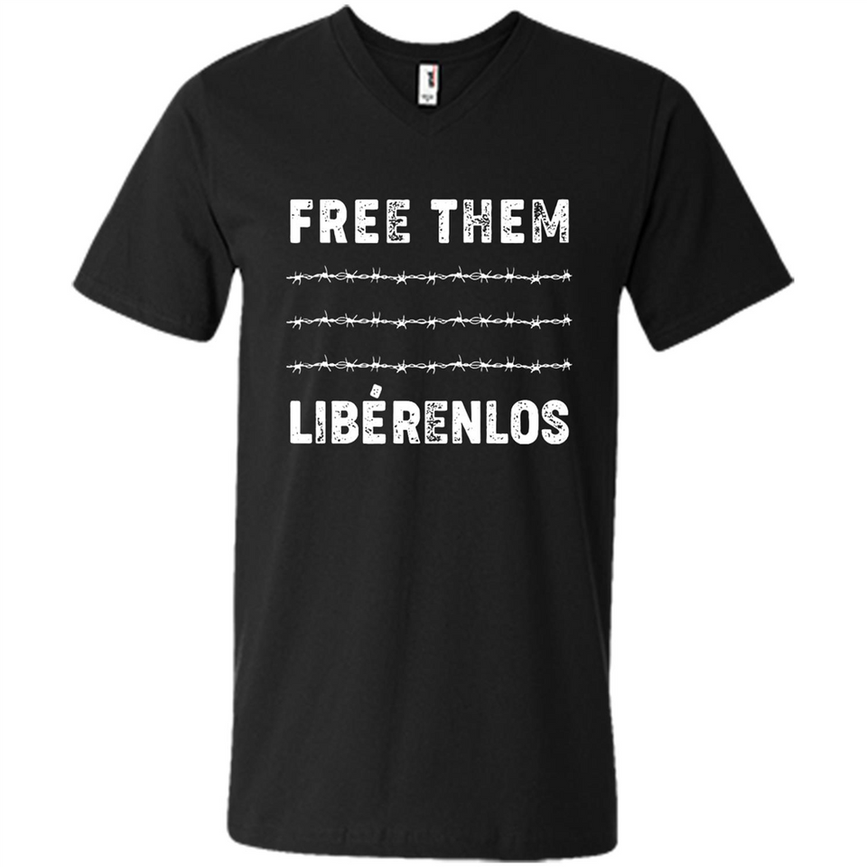 Peaceful Communities- Free Them Liberenlos Shirt PINGPONG - Men's V-Neck