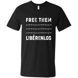 Peaceful Communities- Free Them Liberenlos Shirt PINGPONG - Men's V-Neck