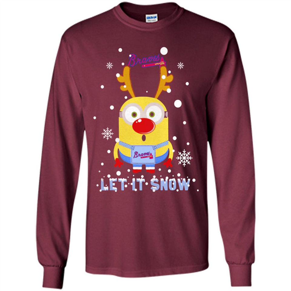 Minion Atlanta Braves Ugly Christmas Sweater Let it Snow - Long Sleeve T-Shirt