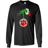 Amazing tee Clemson Tigers Glitter Grinch Monogram Ornament Christmas Gift - Long Sleeve T-Shirt