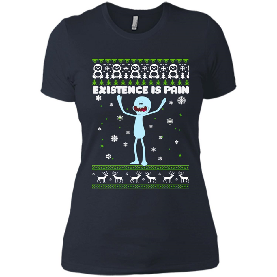 Mr Meeseeks Xistence Is Pain Ugly Christmas - Ladies' Boyfriend T-Shirt