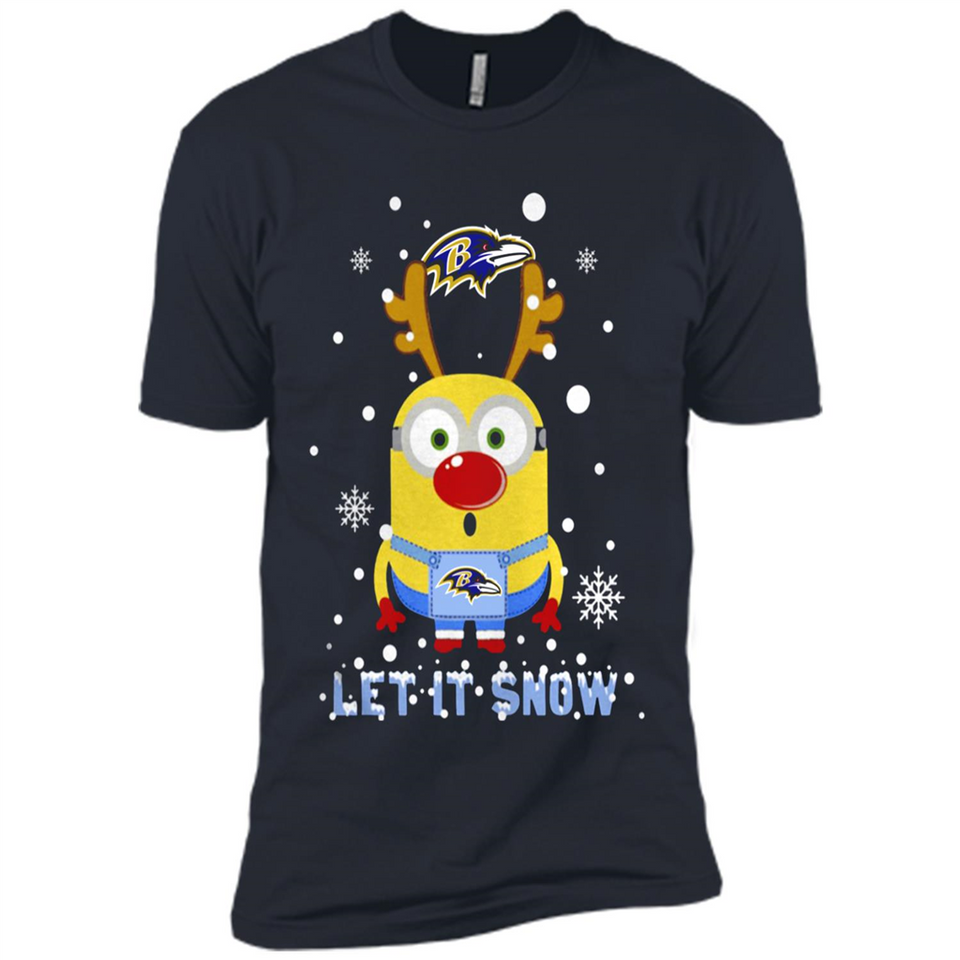 Minion Baltimore Ravens Ugly Christmas Sweater Let it Snow - Premium Short Sleeve T-Shirt