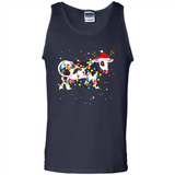 Christmas Lights Cow Wearing Santa Hat Funny Xmas Sweatshirt - Tank Top
