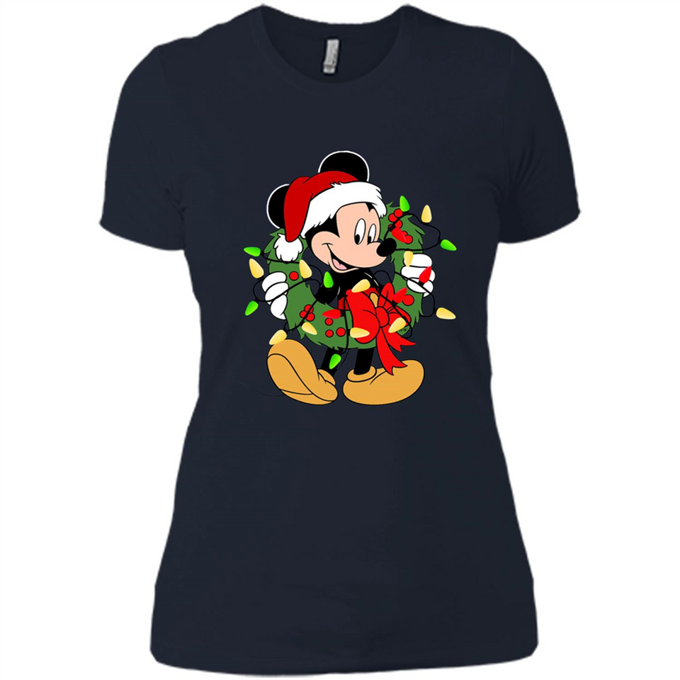 Disney Mickey Mouse Christmas Lights Sweatshirt - Ladies' Boyfriend T-Shirt