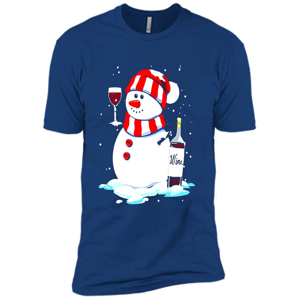Cute Snowman drink Red Wine Christmas T-Shirt - Premium Short Sleeve T-Shirt