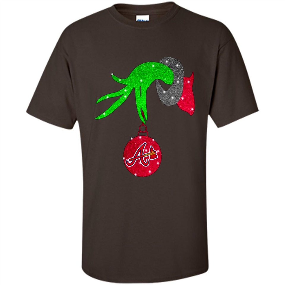 GRINCH HAND HOLDING ATLANTA BRAVES GLITTER CHRISTMAS PINGPONG