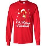 Mooey Christmas Cow Santa Christmas Lover Lights Sweatshirt - Long Sleeve T-Shirt