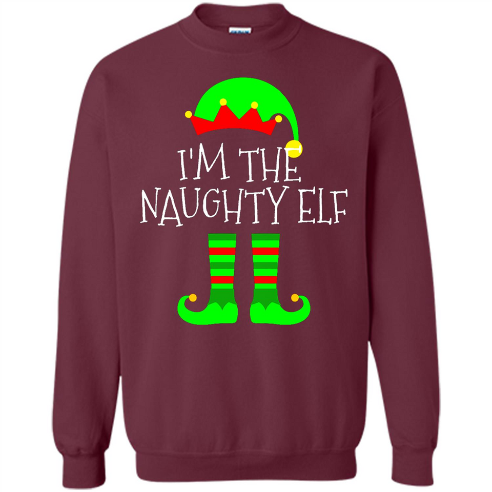 Matching Family Christmas Shirt Funny I'm The Naughty Elf Black mugs PINGPONG - Sweatshirt