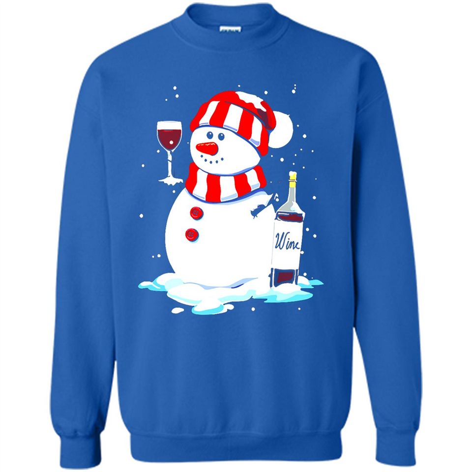 Cute Snowman drink Red Wine Christmas T-Shirt - Sweatshirt