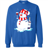 Cute Snowman drink Red Wine Christmas T-Shirt - Sweatshirt